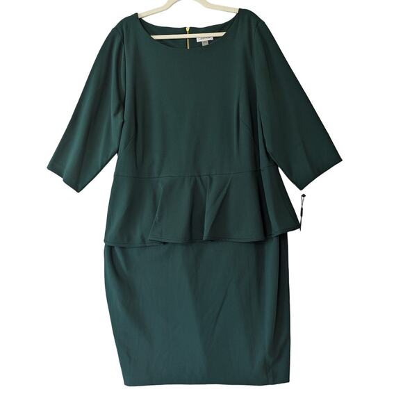 Calvin Klein Dresses & Skirts - Calvin Klein Dark Green Peplum Sheath Dress Womens Plus Size 22W Career New